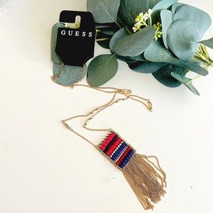 GUESS Beaded Tassel Necklace
